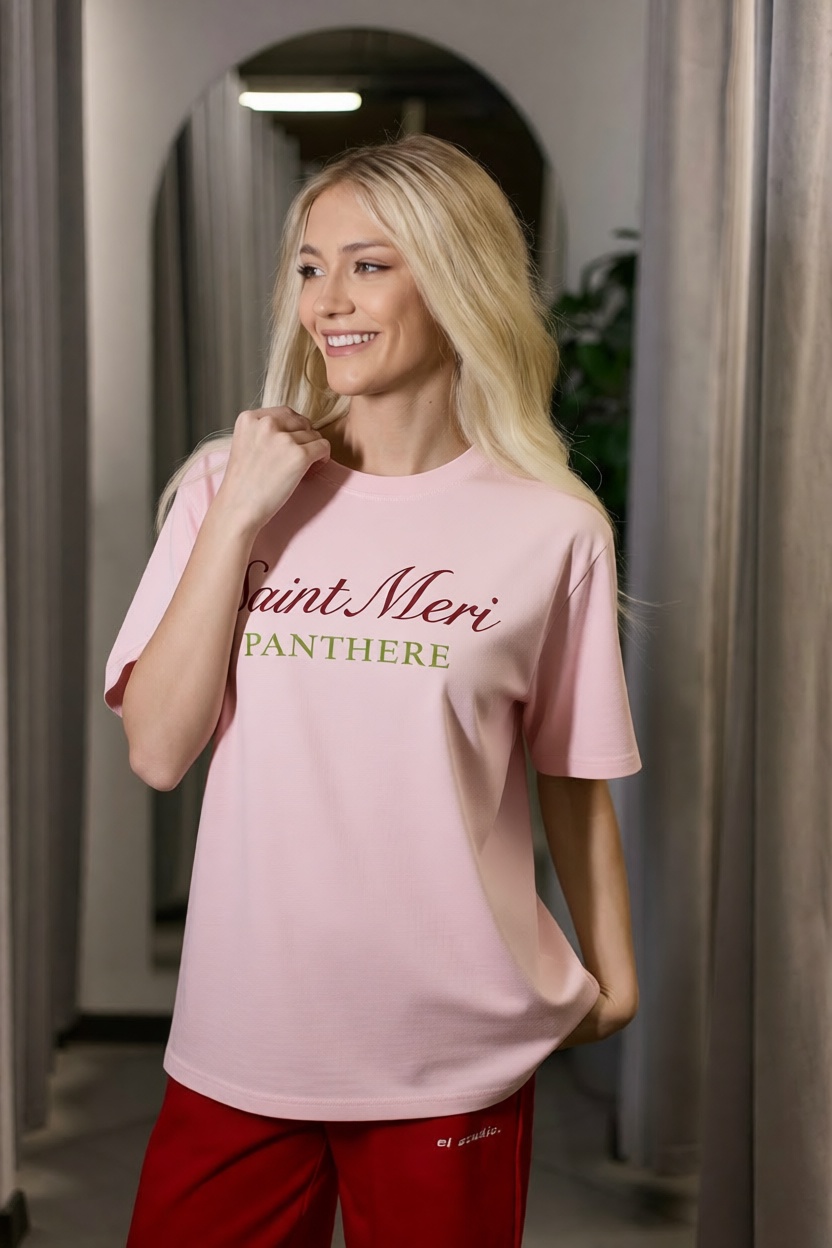 Футболка розовая с принтом тигр