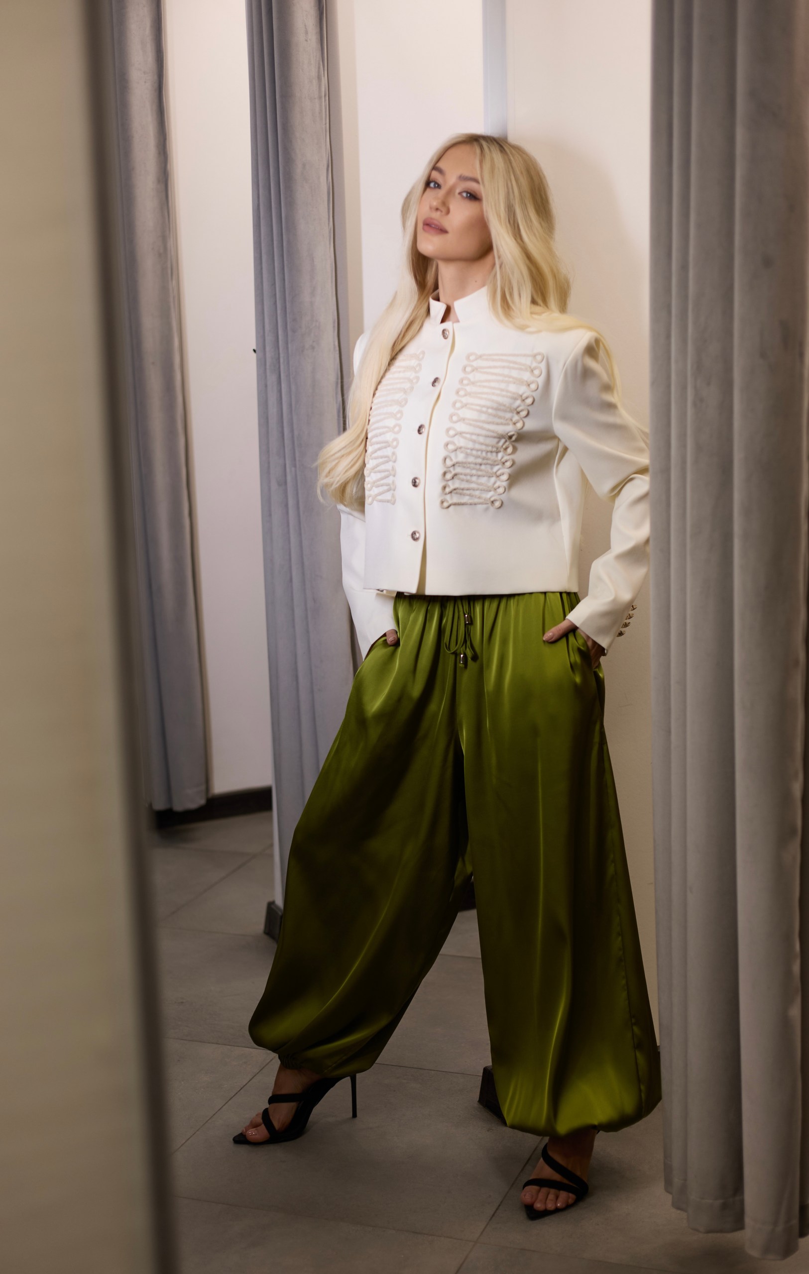 Брюки алладины зеленые