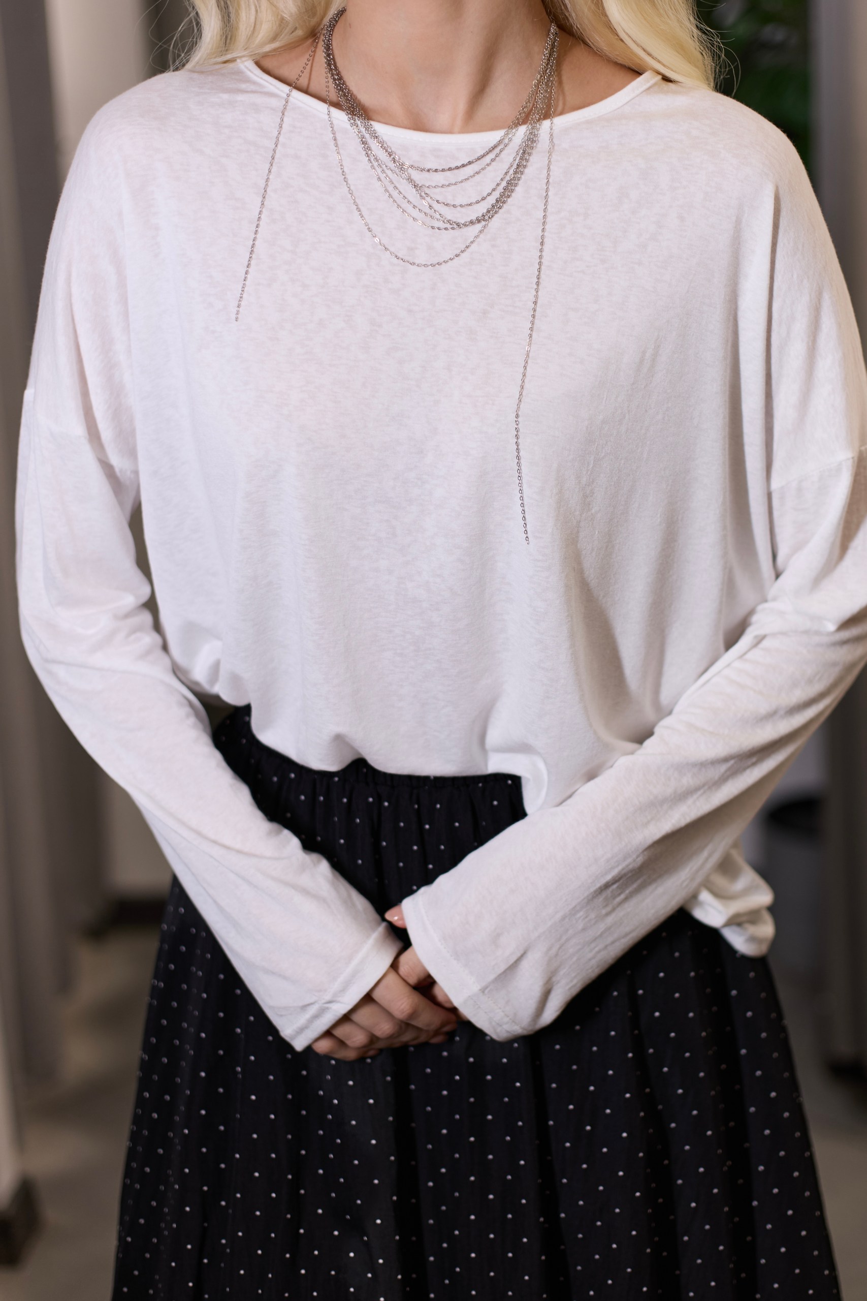 Юбка в горох черная