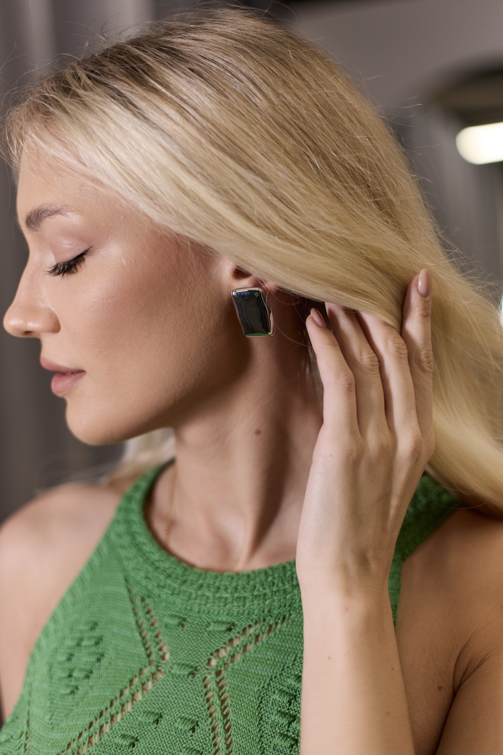 Топ вязаный зеленый